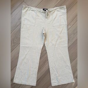 Rewash wonens Cream Linen Blend Wide Leg Pants. Pull on, drawstring size XL.